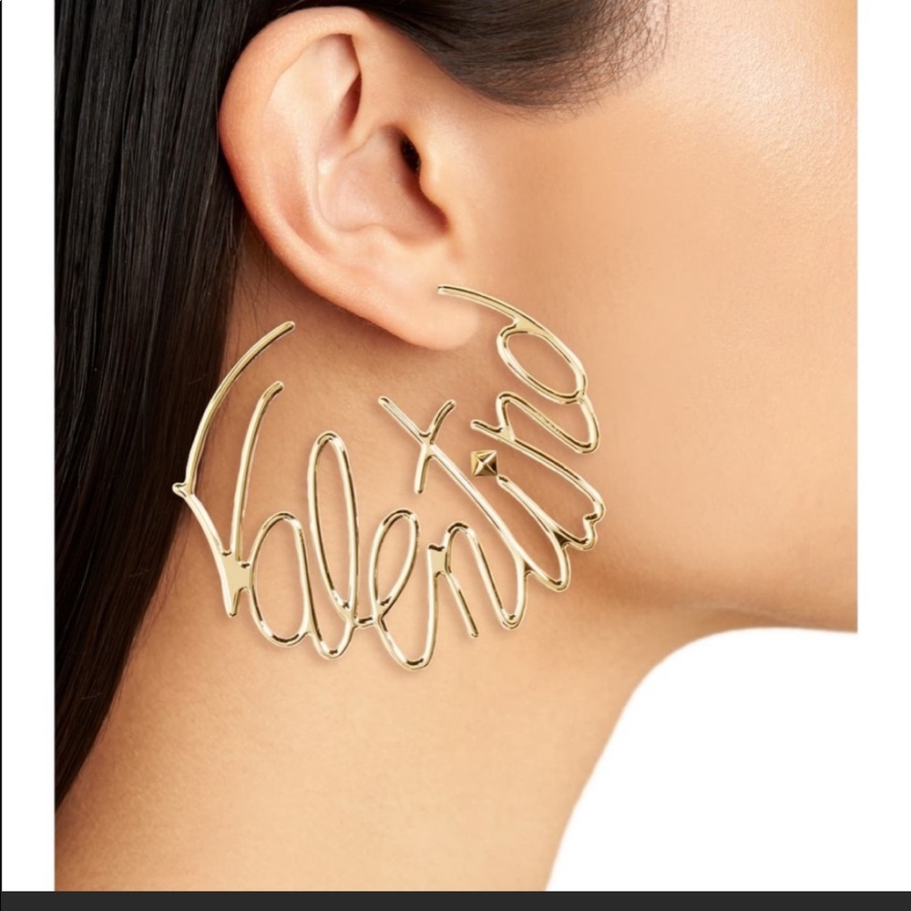 COPY - signature valentino on bold hoop earrings,